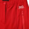 Red Mid Waist Slim Fit Pants