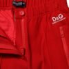 Red Mid Waist Slim Fit Pants