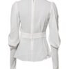 White Viscose Ascot Collar Long Sleeves Top