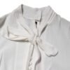 White Viscose Ascot Collar Long Sleeves Top