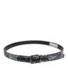 Black Sequins Silver Metal Logo Buckle Belt