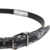Black Sequins Silver Metal Logo Buckle Belt