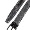 Black Sequins Silver Metal Logo Buckle Belt