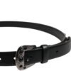 Black Studded Leather Metal Logo Buckle Belt