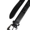 Black Studded Leather Metal Logo Buckle Belt