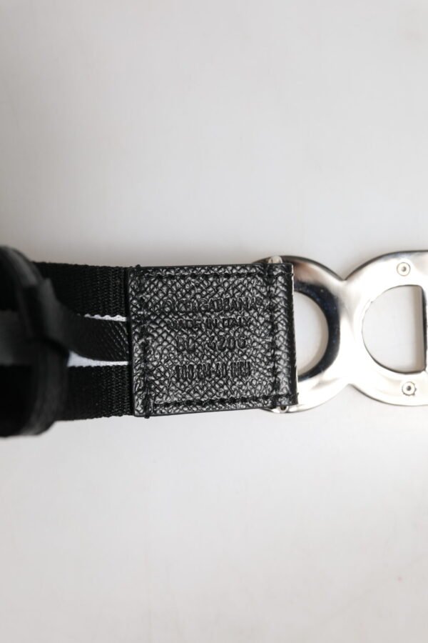 Black Cotton Metal DG Logo Gold Buckle Belt