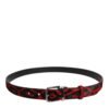 Black Red Leopard Silver Metal Buckle Belt