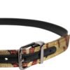 Gold Floral Jacquard Silver Metal Buckle Belt