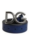 Blue Classic Silver Metal DG Logo Buckle Belt