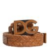 Brown Braided Metal DG Logo Buckle Belt