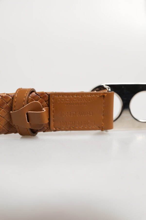 Brown Braided Metal DG Logo Buckle Belt