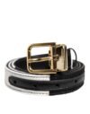 8209193.jpeg Black White Patchwork Gold Metal Buckle Belt