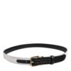 Black White Patchwork Gold Metal Buckle Belt