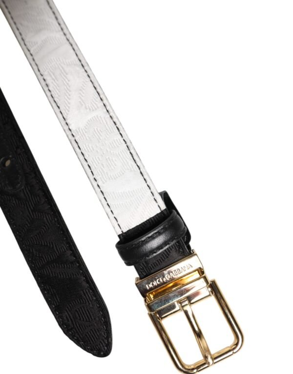 Black White Patchwork Gold Metal Buckle Belt