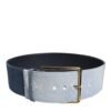 Two Tone Blue Denim Gold Metal Buckle Belt