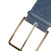 Two Tone Blue Denim Gold Metal Buckle Belt