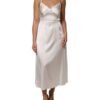 White DG Logo Full Slip Silk Dress Sleepwear