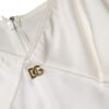 White DG Logo Full Slip Silk Dress Sleepwear