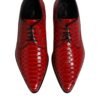 Red Exotic Leather Lace Up Dress Derby Shoes