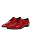Red Exotic Leather Lace Up Dress Derby Shoes