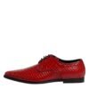 Red Exotic Leather Lace Up Dress Derby Shoes