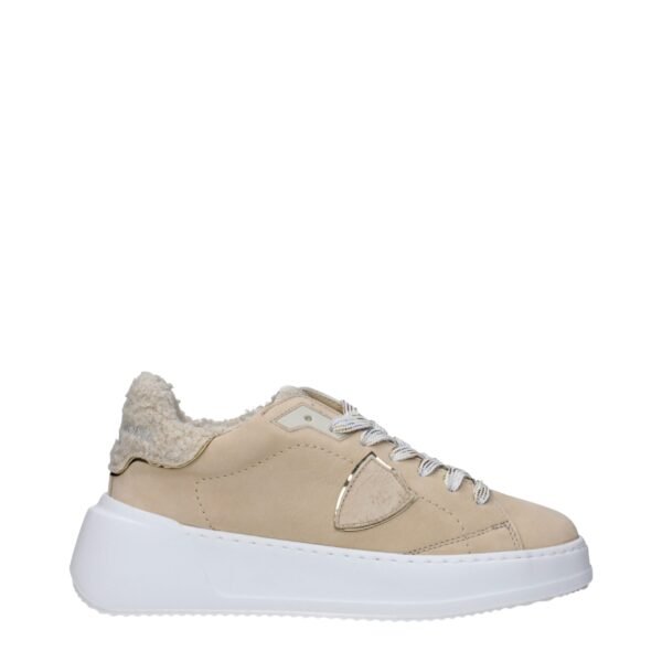 Beige Leather Sneakers