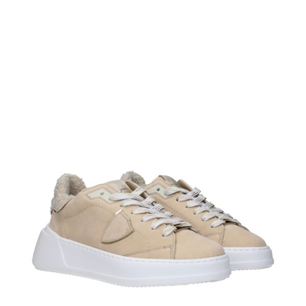 Beige Leather Sneakers