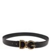 Black Exotic Leather DG Logo Buckle Belt
