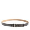 8449070.jpeg Metallic Leather Silver Tone Logo Buckle Belt