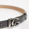 8449074.jpeg Metallic Leather Silver Tone Logo Buckle Belt