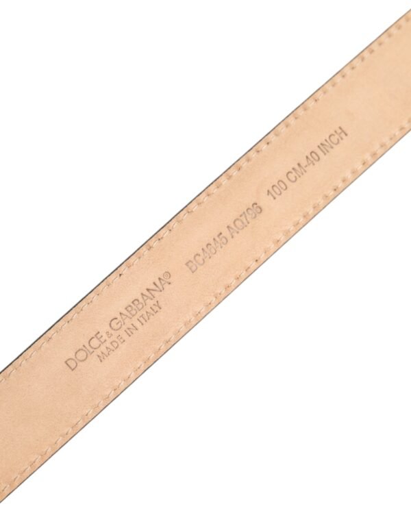 8449078.jpeg Metallic Leather Silver Tone Logo Buckle Belt