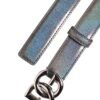 8449079.jpeg Metallic Leather Silver Tone Logo Buckle Belt
