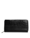 8523928.jpeg Black Leather Logo Plaque Zip Around Continental Wallet