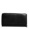 Black Leather Logo Plaque Zip Around Continental Wallet
