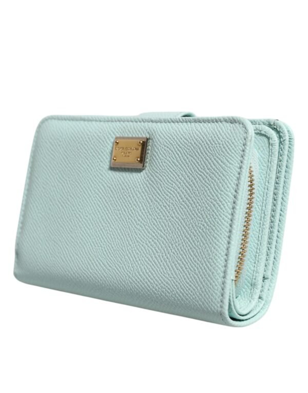Mint Green Leather Bifold Continental Clutch Wallet