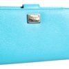 Light Blue Leather Bifold Continental Clutch Wallet