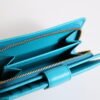 Light Blue Leather Bifold Continental Clutch Wallet