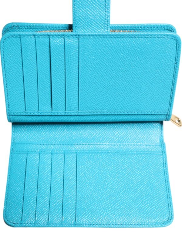 Light Blue Leather Bifold Continental Clutch Wallet