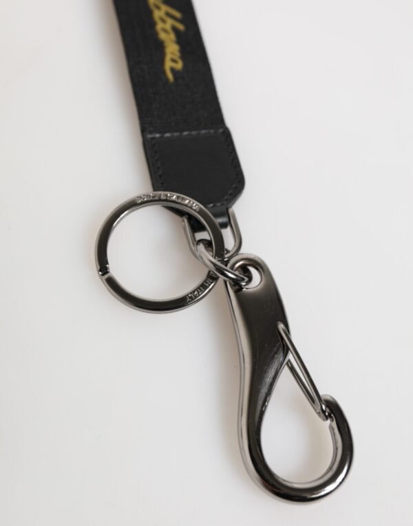 Black Yellow Polyester DG Logo Silver Keychain Keyring