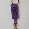 Purple DG Logo Leather Gold Tone Metal Keyring Keychain