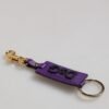 Purple DG Logo Leather Gold Tone Metal Keyring Keychain