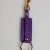Purple DG Logo Leather Gold Tone Metal Keyring Keychain