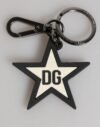 White Black DG Logo Star Rubber Men's Keychain Keyring