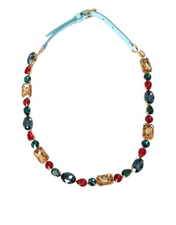 4413674.jpg Light Blue Leather Crystal Chain Waist Belt