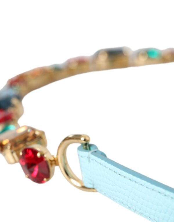 4413677.jpg Light Blue Leather Crystal Chain Waist Belt