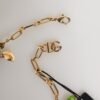 Gold Brass Logo Detail Floral Fashion Jewelry Necklace