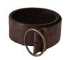 4162202.jpg Dark Brown Wide Calf Leather Logo Round Buckle Belt