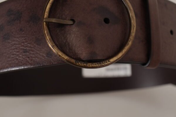 4162207.jpg Dark Brown Wide Calf Leather Logo Round Buckle Belt