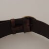 4162208.jpg Dark Brown Wide Calf Leather Logo Round Buckle Belt