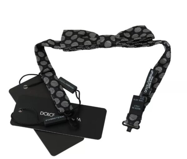 5934680.jpeg Black Silk Circles Men Necktie Bow Tie